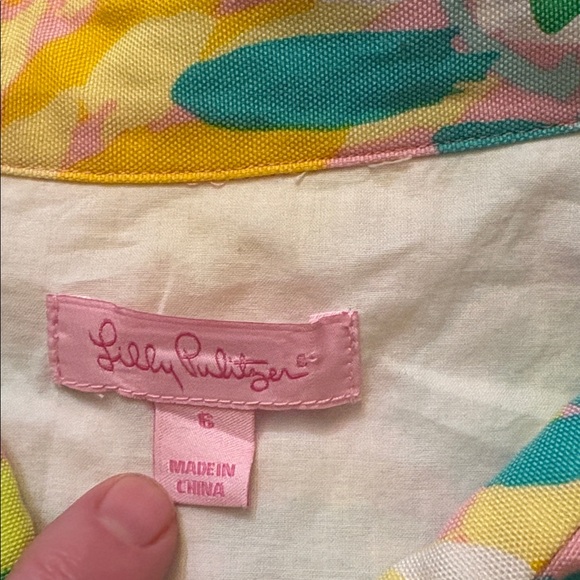 Lilly Pulitzer Essie Silk Cotton Tropical Shirtdress Ruffle 6 - Picture 4 of 6